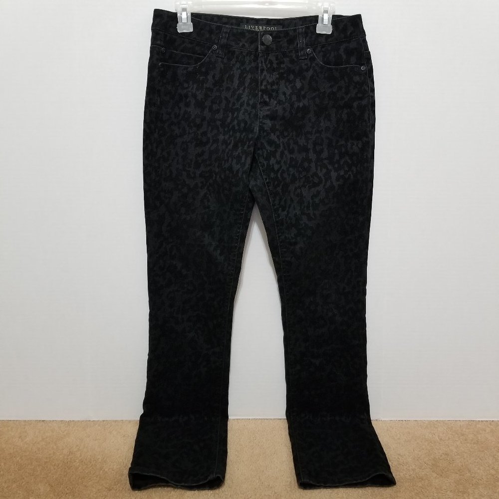 Liverpool jeans 29/8 leopard cheetah animal print flocked velvet stretch